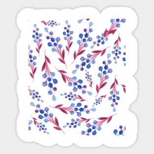 Blue and Red Watercolor Wild Flower Sticker